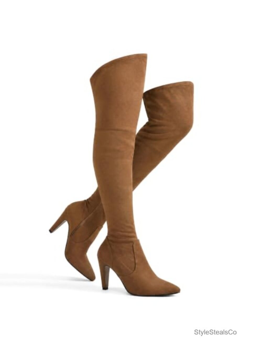 Over the Knee High Heel Boots Faux Suede Pointed Toe Stiletto Zipper